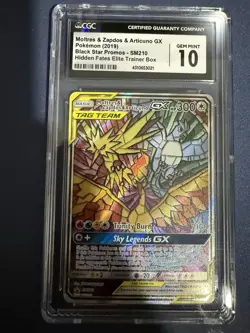 CGC 10 Moltres & Zapdos & Articuno GX SM210 Black Star Promo Holo 2019 - Image 1