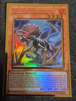 LP Yu-Gi-oh Miscellaneousaurus Premium Gold Rare 1st Edition MAGO-EN015 - Image 1