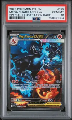 2025 POKEMON PFL EN-PHANTASMAL FLAMES #125 MEGA CHARIZARD X EX PSA 10 GEM MINT - Image 1