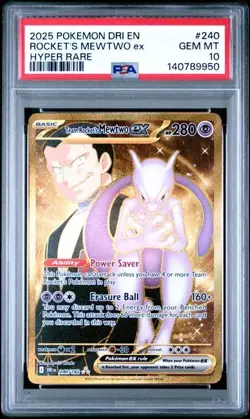 PSA 10 Team Rocket’s Mewtwo Ex 240/182 Destined Rivals Pokemon - Image 1