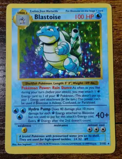 Blastoise 2/102 Shadowless Base Set Holo Rare Pokemon Card MP-HP - Image 1
