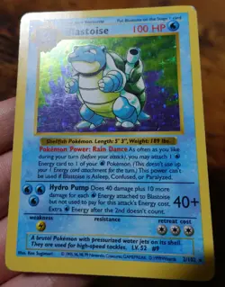 Blastoise 2/102 Shadowless Base Set Holo Rare Pokemon Card MP-HP - Image 3
