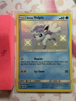 Pokemon TCG Alolan Vulpix Baby Shiny SV8/SV94 Rare Holo NM - Image 1
