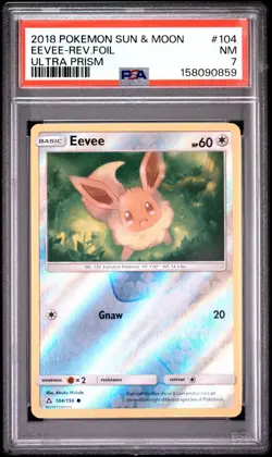 Pokemon TCG Eevee 104/156 Ultra Prism Reverse Holo PSA 7 - Image 1
