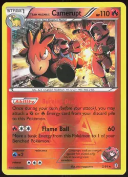 Double Crisis Team Magma's Camerupt 2/34 Holo Rare Pokemon Reverse Holo NM/M - Image 1