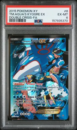2015 POKEMON XY DOUBLE CRISIS #6 FULL ART/TEAM AQUA'S KYOGRE EX PSA 6 - Image 1