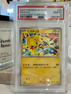 PSA 10 Pikachu 291/SV-P Promo Gym Event Pokemon Card Japanese - Image 1