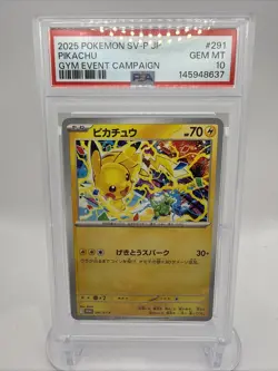 PSA 10 Pikachu 291/SV-P Gym Event Campaign 2025 Promo Japanese Pokemon Card - Image 1
