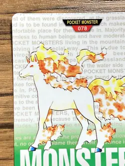 Pokemon Carddass Card Rapidash No.78 Bandai Pocket Monsters Green ver. 1996 - Image 3