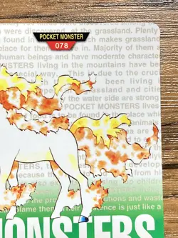 Pokemon Carddass Card Rapidash No.78 Bandai Pocket Monsters Green ver. 1996 - Image 4