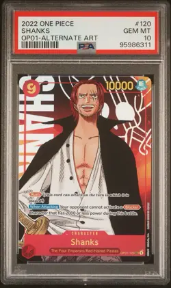 Shanks PSA 10 One Piece Romance Dawn OPO1-120 2022 English Card Alternate Art - Image 1