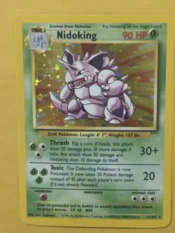 Pokemon TCG Nidoking Base Set Holo Unlimited Rare Card 11/102 NM Condition - Image 1