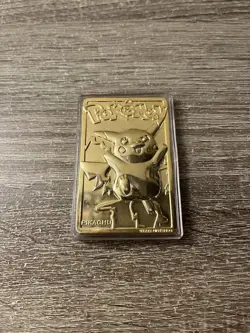 1999 Pokemon Burger King Pikachu Gold Plated Metal Card - Image 1