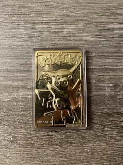 1999 Pokemon Burger King Pikachu Gold Plated Metal Card - Image 2