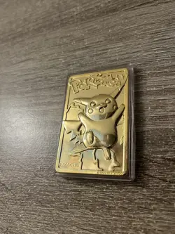 1999 Pokemon Burger King Pikachu Gold Plated Metal Card - Image 3