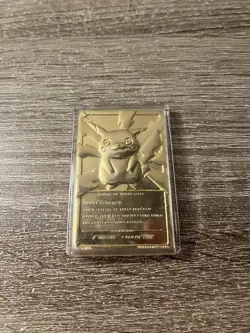 1999 Pokemon Burger King Pikachu Gold Plated Metal Card - Image 4