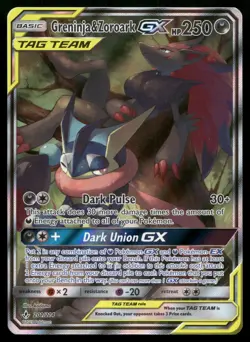 Greninja & Zoroark GX 201/214 Rare Ultra Unbroken Bonds Alternate Art Pokemon LP - Image 1