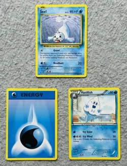 LOT Of 3 Pokemon Trading Cards Energy Vanillish Seel MP-LP - Image 1