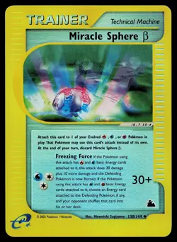 Pokemon Card - Miracle Sphere Beta Skyridge 130/144 Reverse Holo Uncommon - Image 1