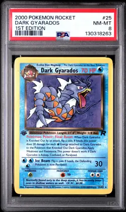 Pokemon Team Rocket 1st Edition Dark Gyarados 25/82 PSA 8 - Image 1