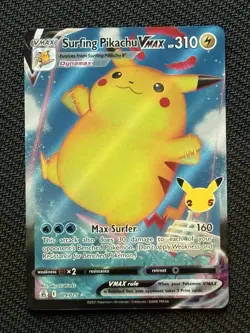 Surfing Pikachu VMAX 009/025 Celebrations Holo Pokemon Card - Image 1
