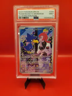 2025 Pokemon Destined Rivals Illustration Rare Team Rocket's Murkrow PSA 9 - Image 1