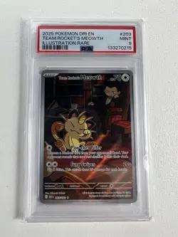Team Rocket'S Meowth Pokemon Dri En-Destined Rivals 203 NM PSA 9 - Image 1