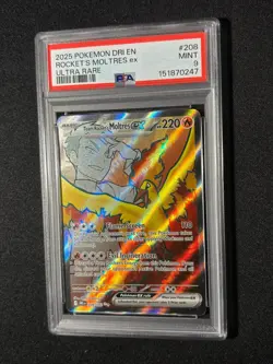 2025 POKEMON DRI EN-DESTINED RIVALS #208 TEAM ROCKET'S MOLTRES EX PSA 9 - Image 1