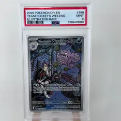 2025 POKEMON DESTINED RIVALS ILLUSTRATION RARE #199 TEAM ROCKET'S WEEZING PSA 9 - Image 1