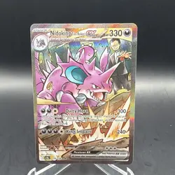 Pokemon Team Rocket's Nidoking ex179/128 SV10 SAR Full Art Holo 330HP INDONESIAN - Image 1