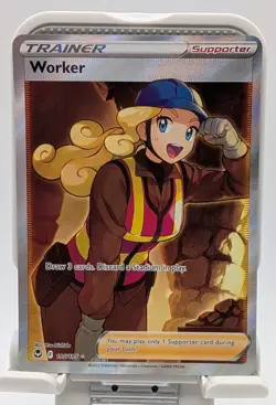 Worker (Full Art) Holo Ultra Rare Pokemon SWSH12: Silver Tempest 195/195 NM - Image 1