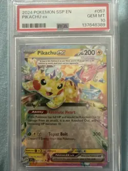 2024 Pokemon SSP En-Surging Sparks #057 Pikachu EX PSA 10 - Image 1