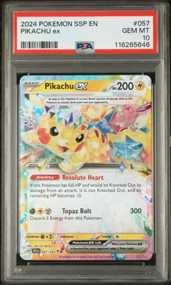 2024 POKEMON SSP EN-SURGING SPARKS #057 PIKACHU ex - PSA 10 - Image 1