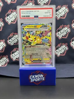 2024 POKEMON SSP EN-SURGING SPARKS #057 PIKACHU EX PSA 10 - Image 1