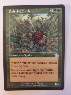 MTG Magic The Gathering Card Spitting Spider Creature Spider Green Prophecy 2000 - Image 1