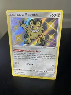 Pokemon Galarian Meowth TCG Shiny Holo Rare Card SV086/SV122 Shining Fates - Image 1