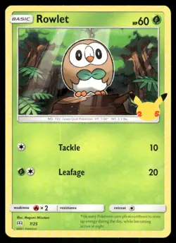 Rowlet 007/025 Promo McDonald's 25th Anniversary Promos Pokemon Near Mint - Image 1