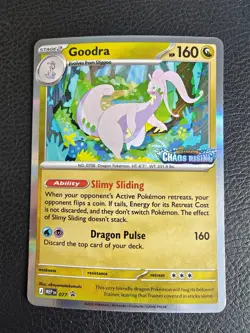Pokemon TCG - Goodra MEP 077 Pre Release Chaos Rising Stamped Promo Holo - Image 1
