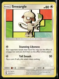 Smeargle 157/214 Rare Lost Thunder Pokemon Lightly Played - Image 1