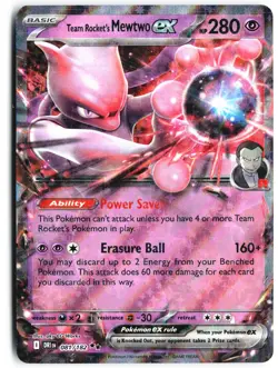 Team Rocket's Mewtwo ex 081/182 Double Rare Destined Rivals Pokemon Near Mint - Image 1