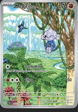 Meditite 153/142 Illustration Rare Holo SV07 Stellar Crown Pokemon TCG EN - Image 1
