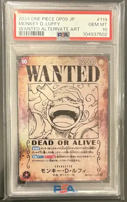 2025 One Piece Japanese OP09 JP Wanted Poster Monkey D Luffy Alt Art PSA 10 - Image 1