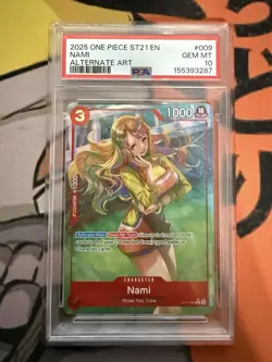 2025 ONE PIECE STARTER DECK ST21-EX GEAR 5 ALTERNATE ART #009 NAMI PSA 10 *2 - Image 1