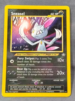 LP Unlimited Sneasel 25/111 Neo Genesis Pokemon Ken Sugimori WOTC - Image 1