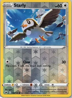 Pokemon TCG Starly 110/159 Crown Zenith Rev Holo NM - Image 1
