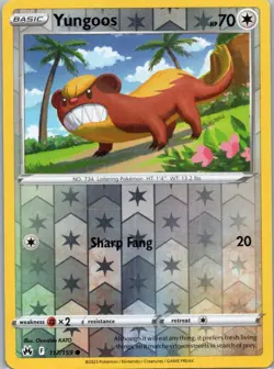 Pokemon TCG Yungoos 117/159 Crown Zenith Rev Holo NM - Image 1