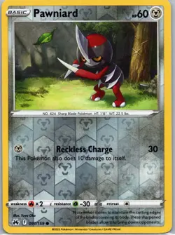 Pokemon TCG Pawniard 091/159 Crown Zenith Rev Holo NM - Image 1