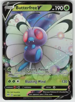 Butterfree V 001/189 Holo V Rare Darkness Ablaze Pokemon Holo Near Mint - Image 1