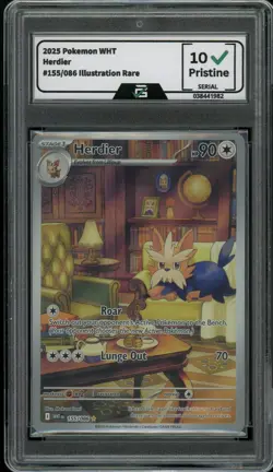 2025 Pokemon Herdier WHT Illustration Rare 155/086 Graded 10 Gem Mint - Image 1