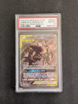 2020 POKEMON SM BLACK STAR PROMO #SM241 UMBREON & DARKRAI GX PSA 10 TAG TEAM - Image 1